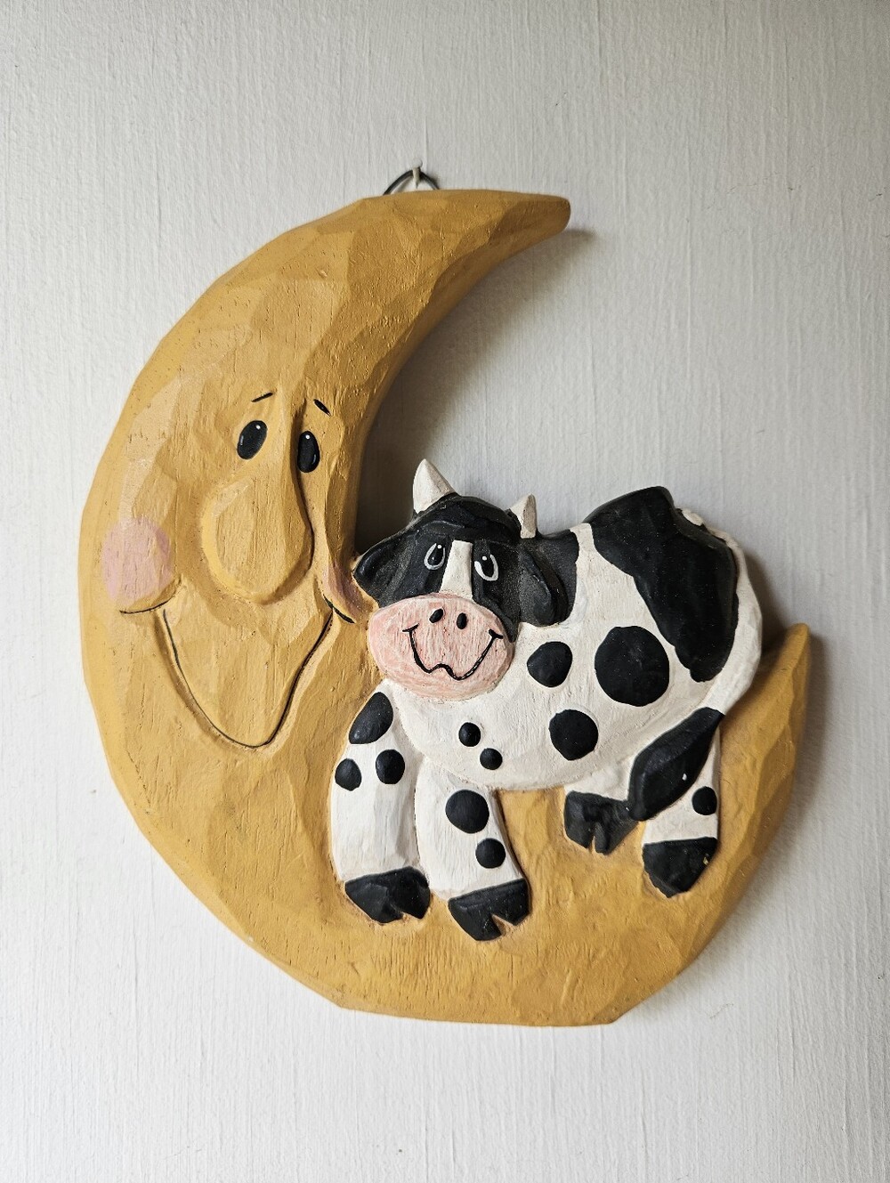 Cow On The Moon Vtg Nursery Rhyme Themed Wall Decor